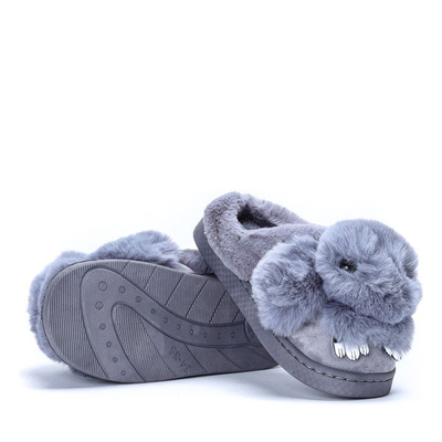 Szare kapcie z króliczkiem Bonny - Obuwie