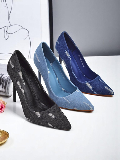 Royalfashion Dámske lodičky na vysokom opätku Denim Chic