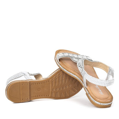 Srebrne sandały z cyrkoniami Janita - Obuwie