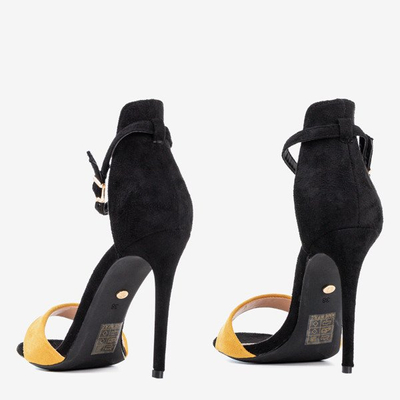 Dámské černé a žluté sandály na vysokém podpatku Gold Rush - Footwear 1