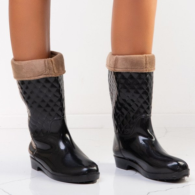 Czarne wysokie kalosze z ociepleniem Samala - Obuwie