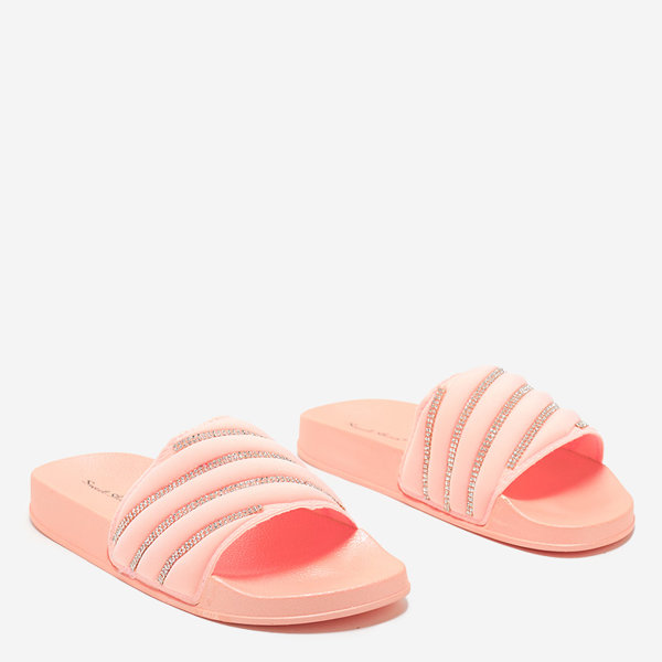 OUTLET Svetloružové dámske papuče s kubickými zirkónmi Erikis - Obuv