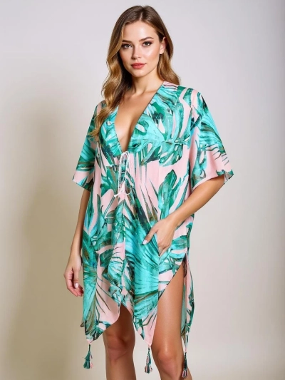 Pareo Cleandra - Večbarvna obleka za na plažo Royalfashion, V-izrez
