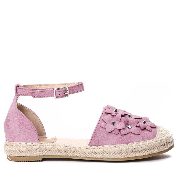 Fialové otvorené espadrilky s kvetmi Nuena - Obuv