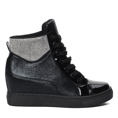 Czarne sneakersy na krytym koturnie Beatrice - Obuwie