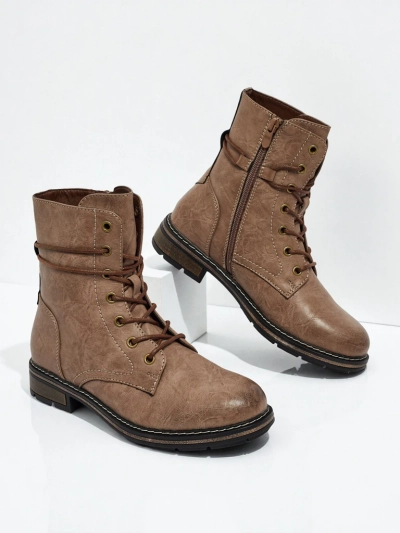 Ženski Gležnarji Flora Rjavi Sintetični Casual za Jesen