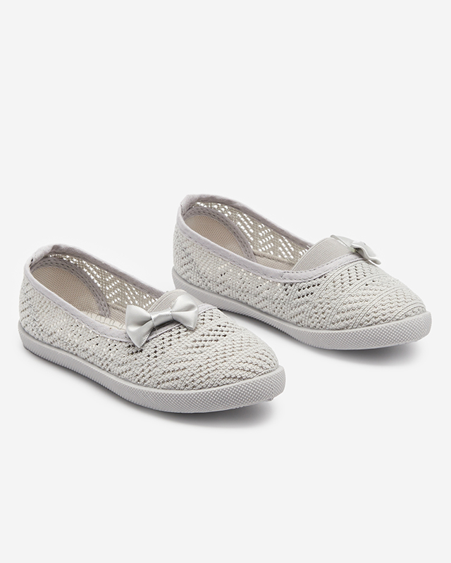 Sivé prelamované tenisky pre dievčatá s mašľou Apllo - Topánky