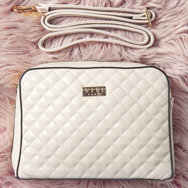 Pikowana torebka na ramię w kolorze beżowym - Torebki