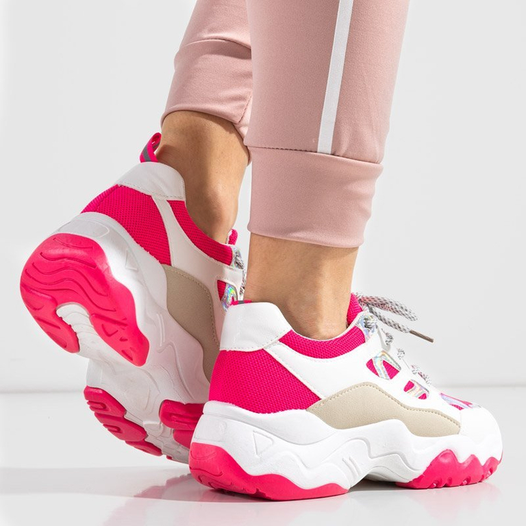 VÝPLET Biela a fuchsiová dámska športová obuv Rebina - Obuv