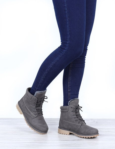 Szare, ocieplane trapery Maggie- Obuwie