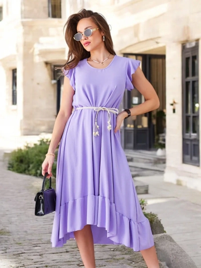 Royalfashion Dámske midi šaty s volánmi a krátkymi rukávmi