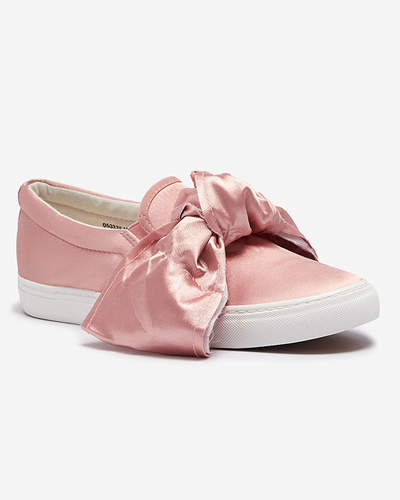 OUTLET Ružové dámske slip-on tenisky s mašľou Erous - Obuv