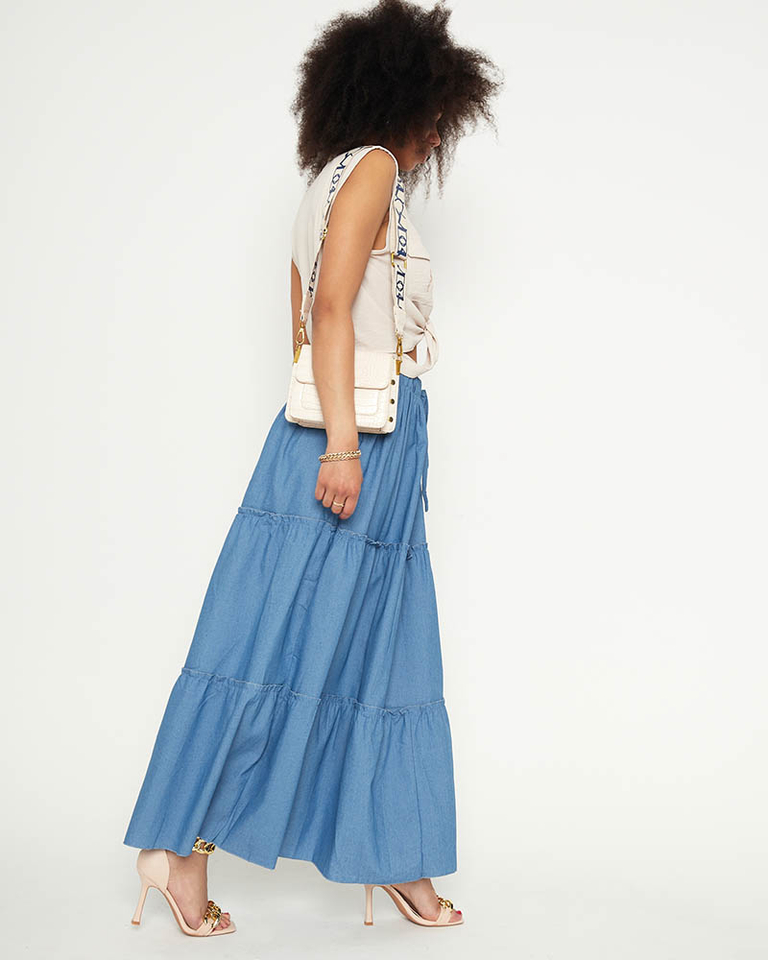 Svetlomodrá dámska midi sukňa - Oblečenie