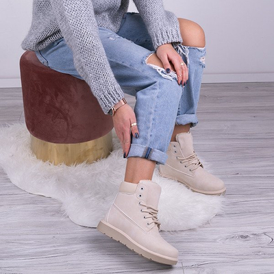 Ocieplane trapery w kolorze beżowym Be Happy - Obuwie