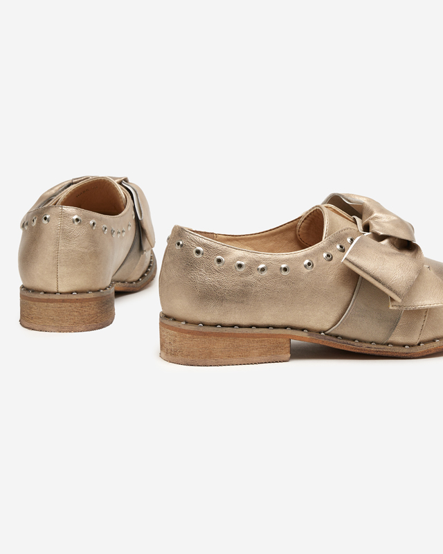 Zlaté dámske poltopánky s mašľou Entera - Obuv