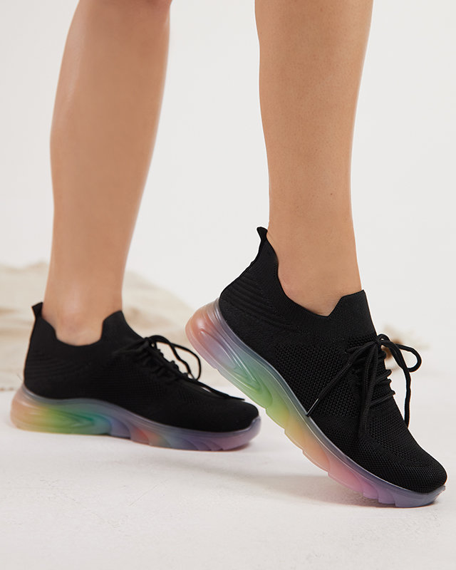 Čierne dámske športové topánky s farebnou podrážkou Afin- Obuv