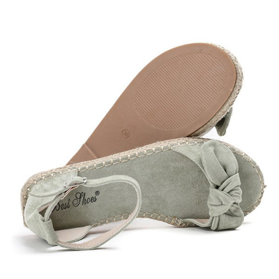 Zielone sandały z kokardką Ria - Obuwie