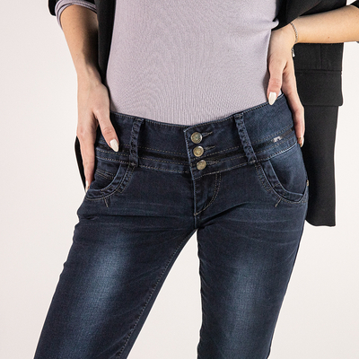 Dámske jednoduché tmavomodré džínsy - Oblečenie