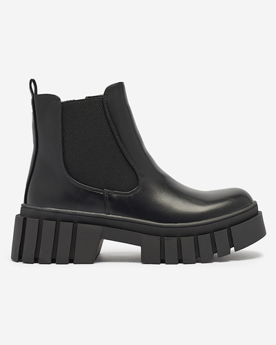 Čierne dámske čižmy na hrubšej podrážke Olilno- Obuv