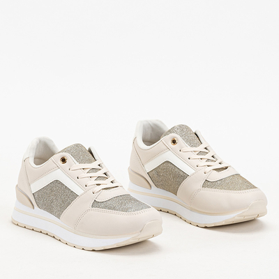 OUTLET Béžové dámske športové tenisky s trblietkami Berilan - Obuv