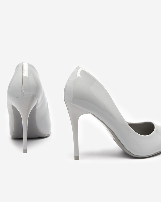 Šedé dámske lakované lodičky na vysokom opätku Merier - Oblečenie