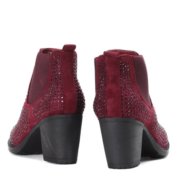 Bordowe botki z cyrkoniami Celine - Obuwie