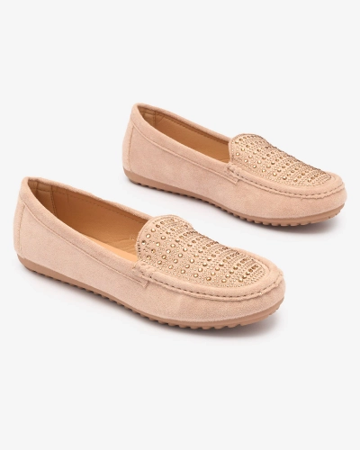 Béžové dámske mokasíny so zirkónmi Bretika - Obuv