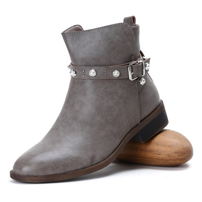 Sztyblety z perełkami w kolorze khaki Elisa - Obuwie