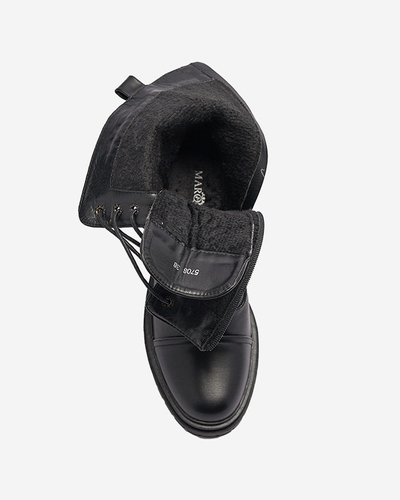 OUTLET Čierne dámske šnurovacie čižmy s perlami Gunny- Obuv