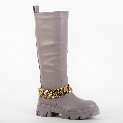 OUTLET Dámske svetlofialové čižmy s retiazkou Sudzi- Obuv