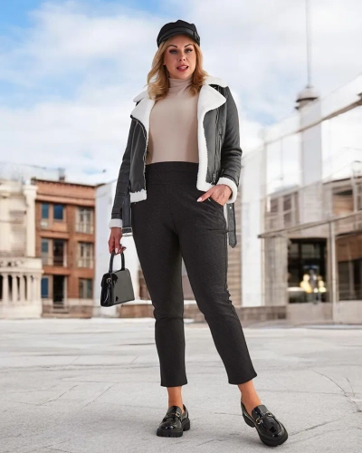 Royalfashion Zateplené dámske tegingové nohavice PLUS SIZE