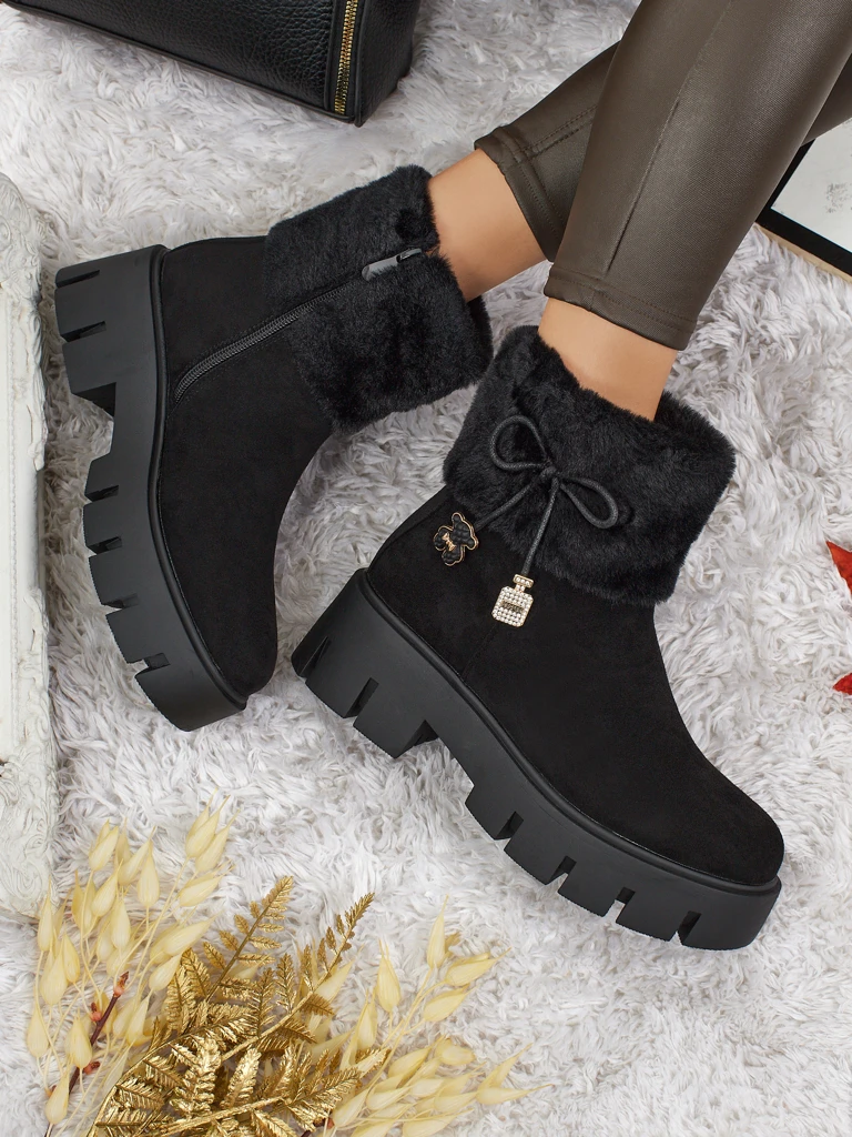 Visoki ženski gležnarji iz eko semiša s krznom Vernaya