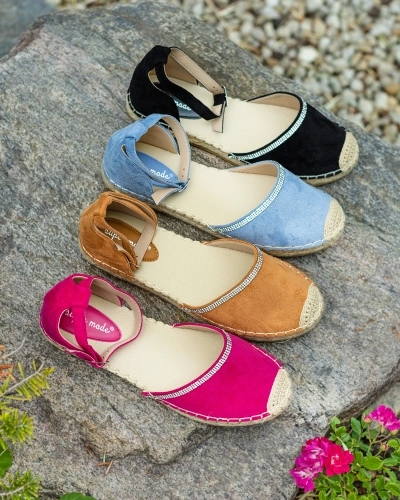 Royalfashion Dámske espadrilky so zirkónmi v modrej farbe Rieta