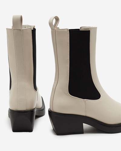 Béžové dámske vysoké slip on čižmy Darran - Obuv