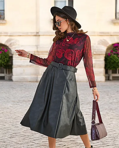 Royalfashion Dámska midi sukňa VEĽKOSŤ PLUS