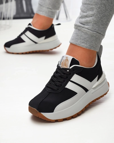 Dámska čierna športová obuv z ekokože s farebnými vložkami Tifora- Obuv