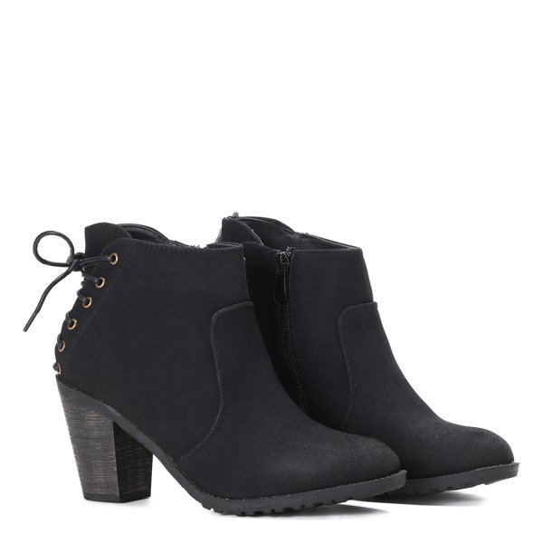 Czarne botki na słupku All Day - Obuwie