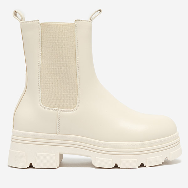 OUTLET Dámske čižmy na platforme v krémovej farbe Svallo- Obuv