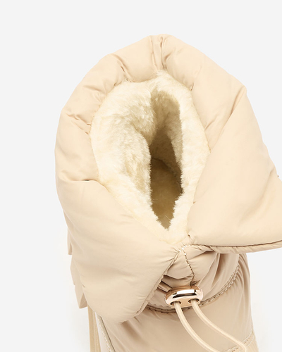 Royalfashion Slip-on dámske snehové čižmy v béžovej farbe Sadella
