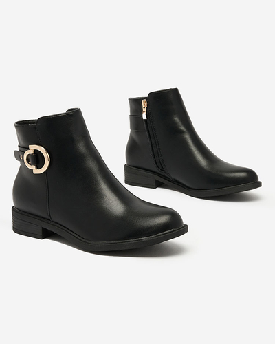 Royalfashion Čierne dámske čižmy a'la sztyblety s ozdobami Ederte