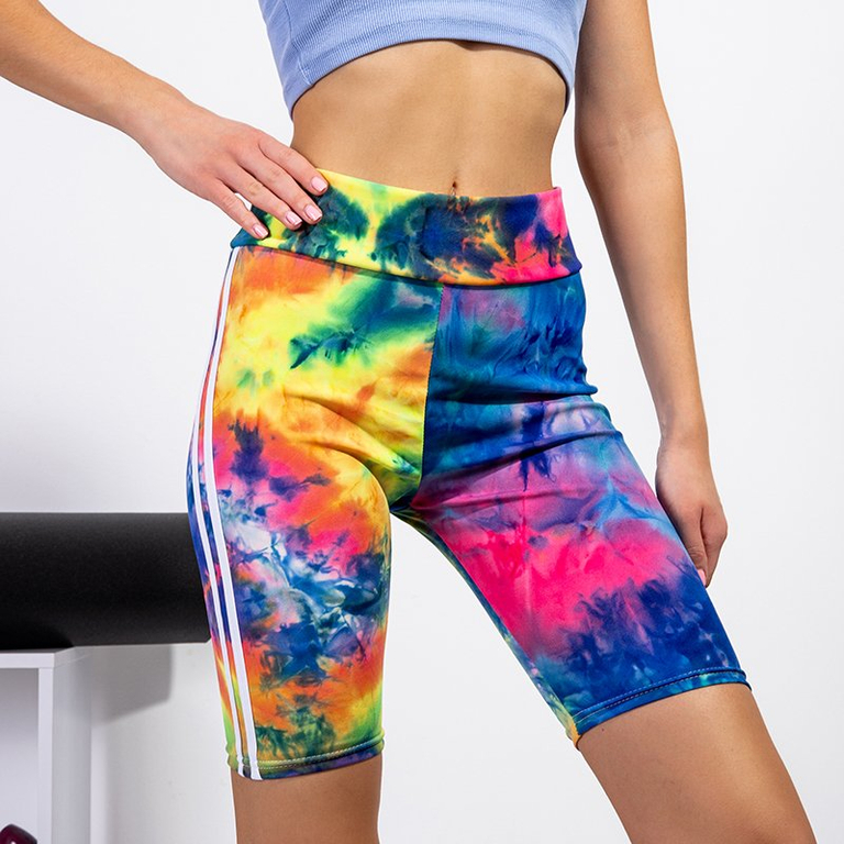 Dámske cyklistické šortky z tmavomodrej viazanky na farbenie - Oblečenie