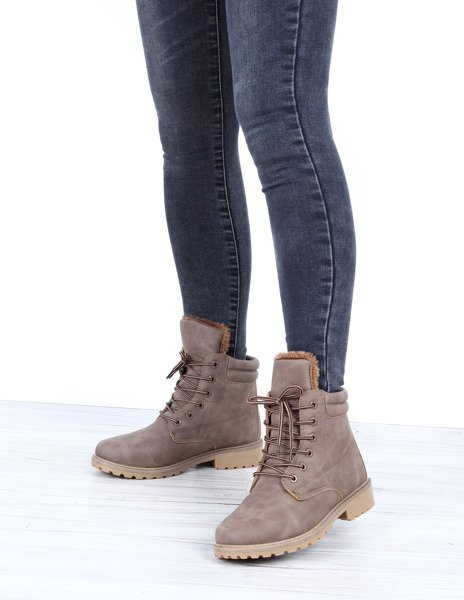 Ocieplane trapery Maggie w kolorze khaki- Obuwie