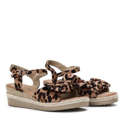 Leopardové sandály na nízkém klínu Adelaida - obuv