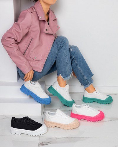 OUTLET Dámske tenisky biele so zelenou podrážkou Comp - Footwear