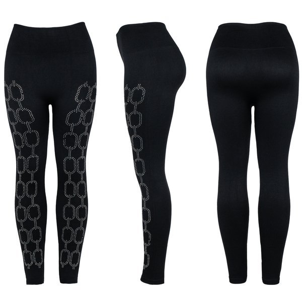 Černé legíny s ozdobami - Kalhoty 1