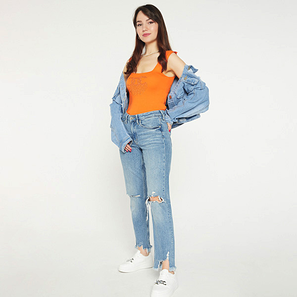 Oranžový dámsky top s kubickými zirkónmi - Oblečenie