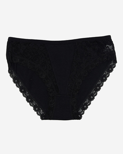 Dámske čierne bavlnené nohavičky s čipkou - Spodná bielizeň