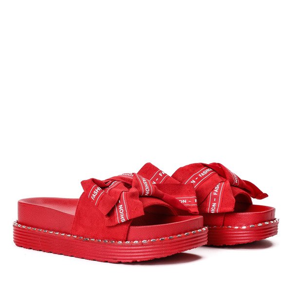 Červené žabky na silné platformě s ozdobným lukem Elemi - Obuv 1