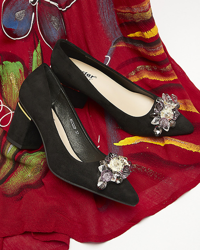 Čierne dámske lodičky s farebnými kryštálmi Xitas - Obuv