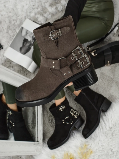 Ženski gležnarji iz eko semiša s sponkami Valtos